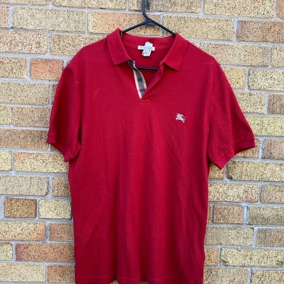 Vintage Burberry Polo Shirt XL Red - Picture 5 of 7